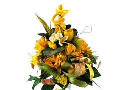 CASA - POADOR OSTERSTRAUß Gelb Weiß Kunstblumen Tulpen Eier Federn Küken