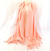 Schals Tuch Stola mit Fransen Lachs 100 % Viscose XXL Schal 190 cm Lang 65 Breit