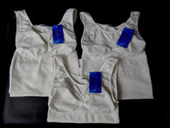 Bauch Weg Hemd 3 er Set Vorteilspack M/ L Seamless Weiß Träger Sport E & F