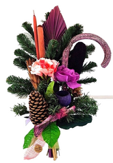 Grabschmuck Trockenblumen Exoten Lila Rosa Naturmaterial Totensonntag Friedhof