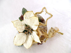 Weichnachtsstrauß Creme Weihnachtsstern künstliche Accessoires Sterne Kugeln