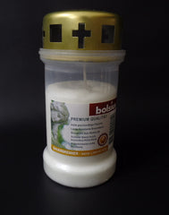 Grablicht Bolsius Dauerbrenner 4 x weiß mit Deckel Grablaterne Premium Qualität