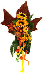 Gesteck Seide Ahornblatt Trocken Gelb Orange Kunstblumen Sonnenblumen