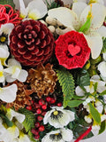CASA - POADOR GRABSCHMUCK Herz Kissen Moos 30 cm rot Weiß Rose Kunstblumen