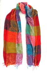 Schals Tuch Stola Fransen fortlaufendes Muster 100 % Polyester 175 cm L 70 Breit