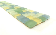 BORDÜRE Glasmosaik Mix hellblau gelb grün milchig matt Borde 1 Streifen unregelm