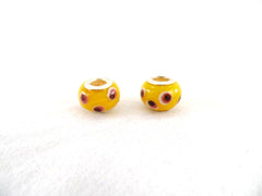 Armband Beadsarmband 18 cm Clipverschluss 2 gelbe Glasperlen ohne Innengewinde