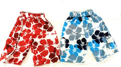 Badehosen Kinder 3 für 2 Badeshorts 128 - 140 Hibiskus Shorts geblümt Kinder