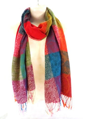 Schals Tuch Stola Fransen fortlaufendes Muster 100 % Polyester 175 cm L 70 Breit