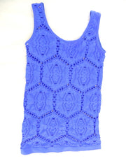 Top Trägertop Netztop Netzshirt M / L Stretch in Blau B & X Figurbetont