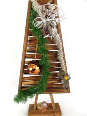 Holz Tannenbaum Braun künstliche Accessoires Sterne Kugel Blätter Dekoration