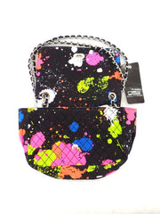 Umhängetasche Schwarz mit Fleckenmuster Schultertasche New Design Stoff