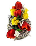 CASA - POADOR KUGEL Kunstblumen Naturgefäß rund Tulpen Frühling Dekoration