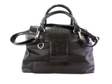 TASCHE MAHEL SCHWARZ teils Lackoptik Schultertasche Henkeltasche Damentasche