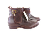 REITSTIEFELETTE BRAUN 45 Rund Echtleder Cambrelle Schnalle Labor USA 11,5 UK 11