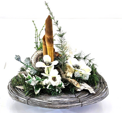 Casa-Poador Grabgesteck Weiß Naturdeko Künstliche Blumen Engel Gedenken Friedhof