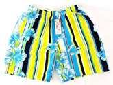 Badehose Badeshorts M / L Lotus Shorts geblümt gestreift Gelb Blau Shorts