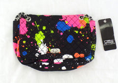 Umhängetasche Schwarz mit Fleckenmuster Schultertasche New Design Stoff