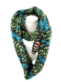 SCHAL RUNDSCHAL LOOP Blau Beige Grün gestrickt Tricote Main gemustert weich