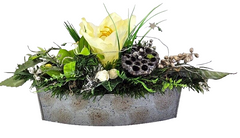 Casa-Poador Weihnachtsgesteck Weiß Grün silber Amaryllis Kugeln künstliche Tanne