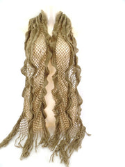 Schal Strick - Häckelschal Beige Länge 170 x 25 cm 100 % Acrylic Antonio Rüschen