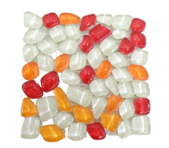 BORDÜRE Glasmosaik Roma Polygonal Soft Glas Orange Rot milchig 1 x Quadrat glatt