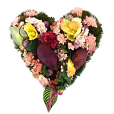 Grabgesteck Herz Rosa Lila Dahlie Hortensie Kunstblumen Natur Friedhof