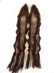 Schal Strick - Häckelschal hellbraun 170 x 25 cm 100 % Acrylic Antonio Rüschen