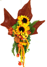 Gesteck Seide Ahornblatt Trocken Gelb Orange Kunstblumen Sonnenblumen