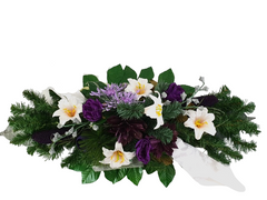 Grabschmuck Beerdigung Exoten Lila Rosa künstliche Blumen Totensonntag Friedhof