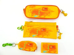 Schüleretui Stifteetui 4 tlg Schlüsseletui Geldbörse Unbefüllt Gelb Orange Kika