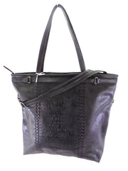 Bella Bella Tasche Schwarz Schulter Beuteltsche Damenhandtasche Kroko XXL