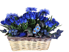 Casa-Poador Gesteck Blau Kunstblumen Krokus Froschfigur Dekoration