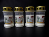 Grablicht Bolsius Dauerbrenner 4 x weiß mit Deckel Grablaterne Premium Qualität