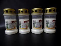 Grablicht Bolsius Dauerbrenner 4 x weiß mit Deckel Grablaterne Premium Qualität