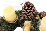 CASA - POADOR ADVENTSKRANZ Creme Braun künstliche Tanne 45 cm Rustic Kerzen Kugeln