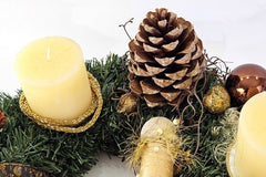 Adventskranz Creme Braun künstliche Tanne 45 cm Rustic Kerzen Kugeln Sterne 8054