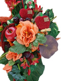 CASA - POADOR GESTECK Ahornblatt Sisal Trocken Lachs Rot Kunstblumen Äpfel Früchte