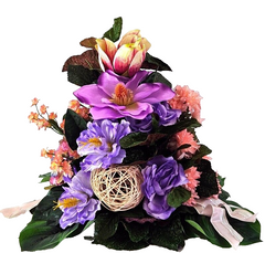 Gesteck Kunstblumen rund Grabgesteck Rosa Magnolie Chrysanthemen Hortensie