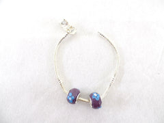 Armband Beadsarmband 17 cm Clipverschluß 2 Lila Glasperlen ohne Innengewinde