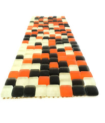 BORDÜRE Glasmosaik Mix Orange Schwarz Weiß milchig matt Borde 1 Streifen unregel