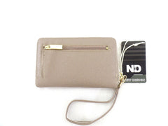 Geldbörse Portmonaie Wallet Taupe Etui New Design Querformat Fee Anhänger