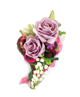 Grabschmuck Herz Reisigesteck Rosa Kunstblumen Natur Beeren Maiglöckchen