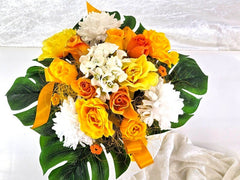 Casa-Poador Strauß Kunstblumen Rosen Grabstrauß Geschenk künstliche Blumen