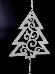 Teelichthalter Weiß Tannenbaum Ornamentik Metall Milchglas 82 L Fensterhänger