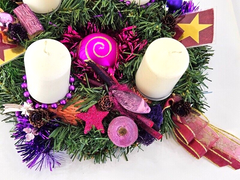 Casa - Poador Adventskranz Rosa Lila Bourdaux künstliche Tanne 25 cm Kerzen 8055
