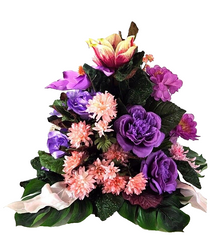 Gesteck Kunstblumen rund Grabgesteck Rosa Magnolie Chrysanthemen Hortensie