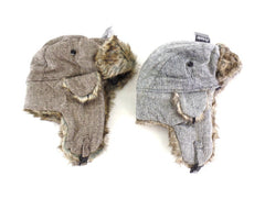 Mützen Flieger Skimütze Pilotenmütze Fellbesatz Clipverschluss Stoff Antonio