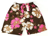 Badehose Badeshorts M / L Lotus Shorts geblümt Braun Pink Creme Short Freizeit