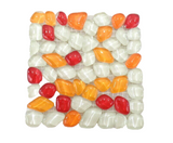 BORDÜRE Glasmosaik Roma Polygonal Soft Glas Orange Rot milchig 1 x Quadrat glatt
